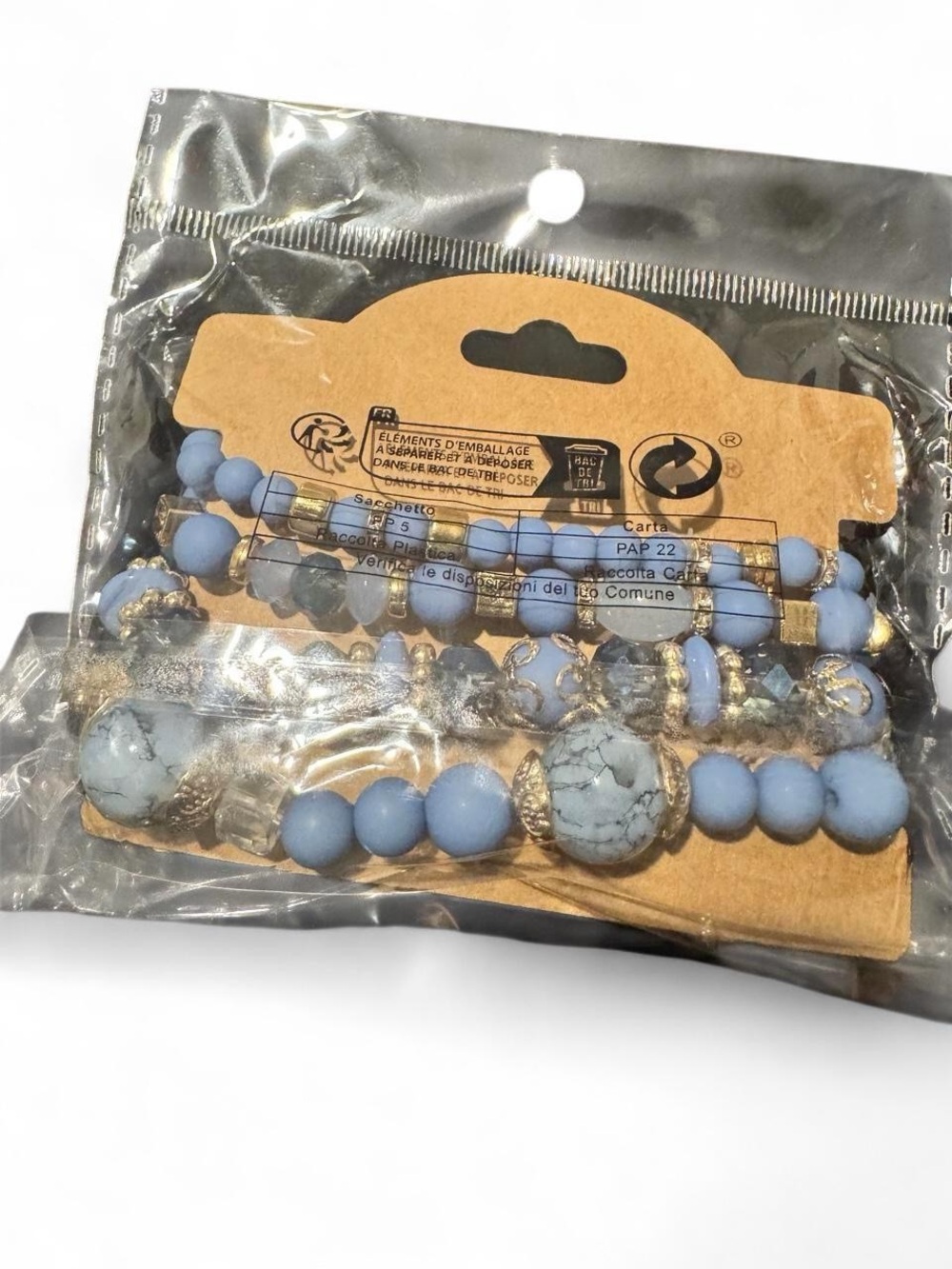 Blue Beaded Stretch Bracelet Set